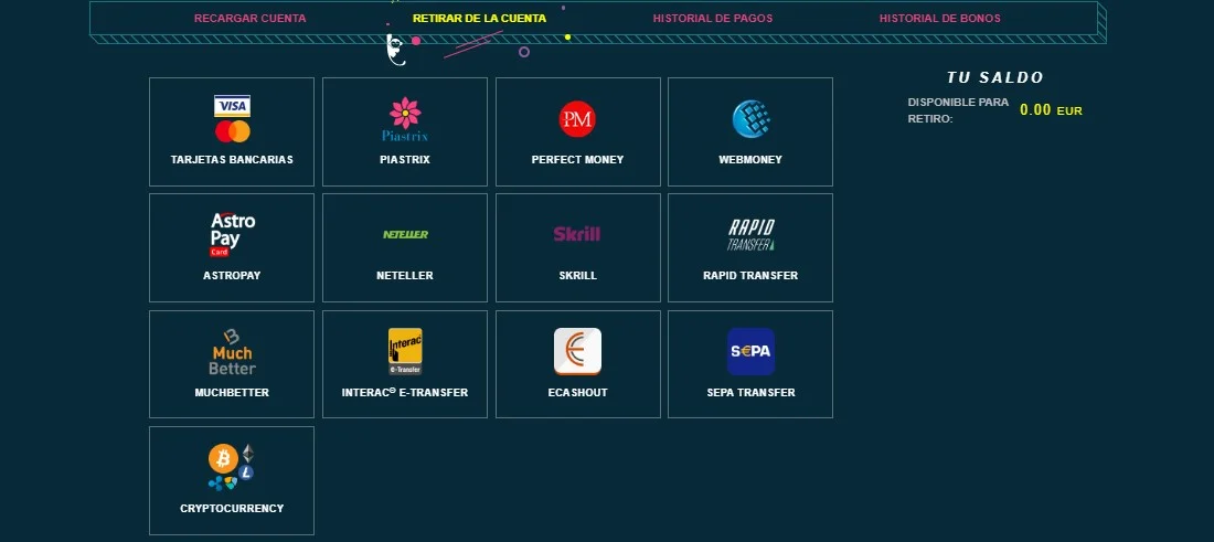 Saque e m&eacute;todos de pagamento no Cassino Booi Brasil
